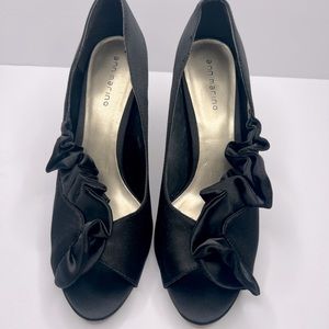 ✨Ann Marino Black Satin Ruffle Heels